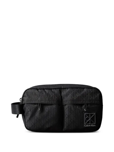 Calvin Klein logo-jacquard wash bag Black LV04D1190GUB1