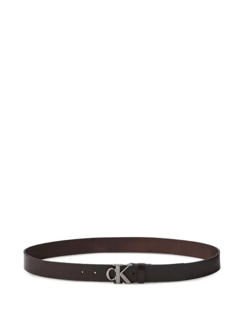 Calvin Klein logo-buckle leather belt Brown LV04D7091GYG1
