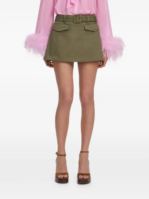 Self-Portrait belted pocket-detail skirt Green PF26832SKG