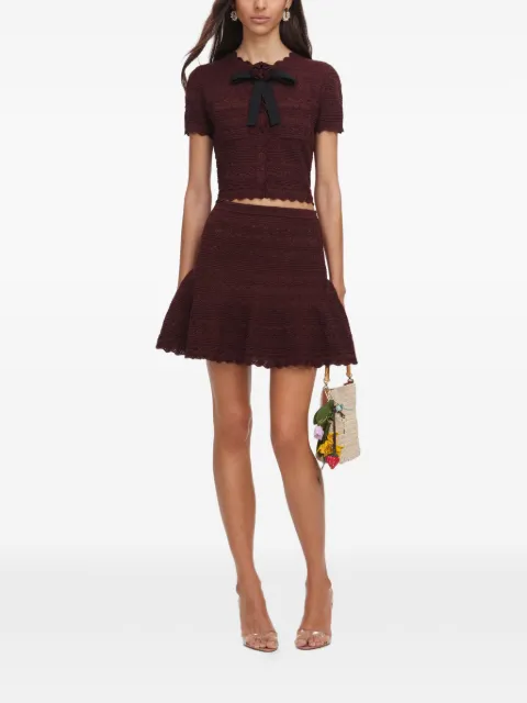 Self-Portrait scalloped-hem flared mini skirt Brown PF26069SKBR