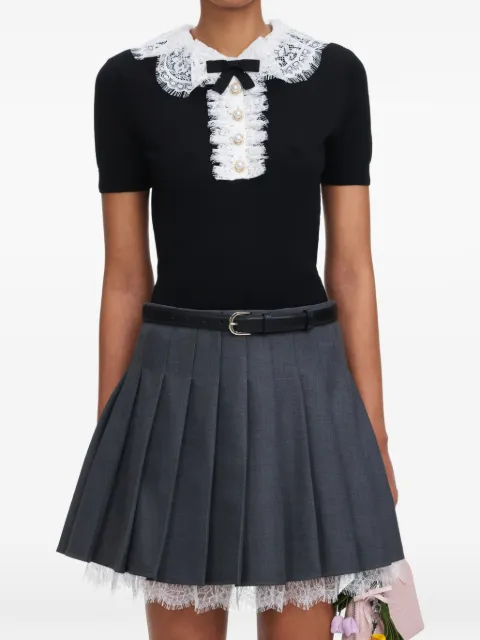 Self-Portrait lace-collar button-up blouse Grey PF26134TB