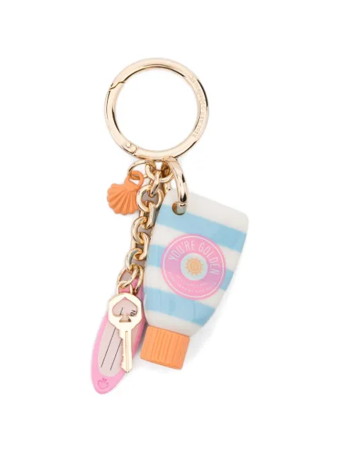 Kate Spade striped multi-charm keyring White KP068