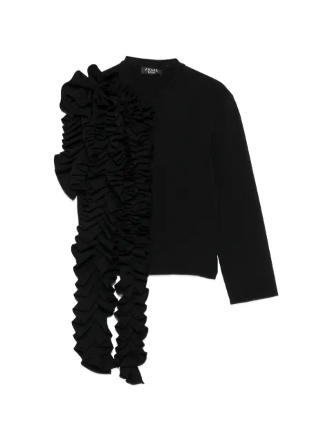 A.W.A.K.E. Mode ruffled asymmetric top Black SS26KT01VY01