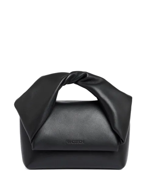 JW Anderson small Twister leather tote bag Black HB0751LA0376