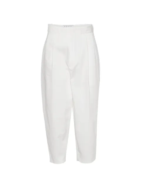 House Of The Very Islands Jonas pleated cotton trousers Neutrals TRLOCLASSIC11