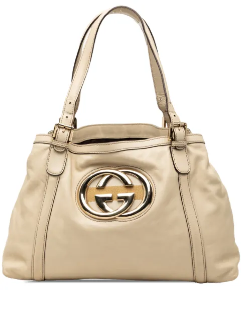 Gucci Pre-Owned 2000-2015 Calfskin Dialux Britt tote bag Brown 7HEMJRXCMPNMRITP
