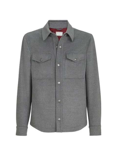 Brunello Cucinelli lightweight virgin wool cloth shirt-style outerwear jacket Grey MV4676549CBT41