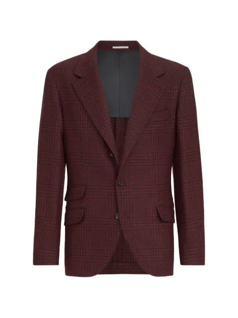 Brunello Cucinelli cashmere Prince of Wales deconstructed Cavallo blazer Red MV4667BWDC018