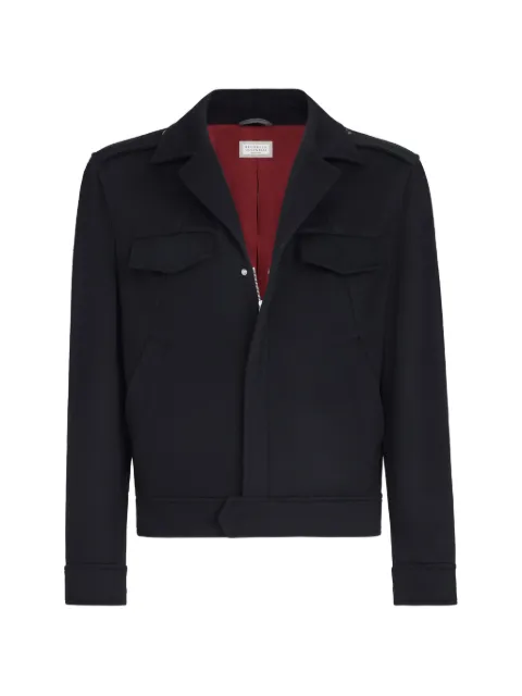Brunello Cucinelli lightweight virgin wool cloth outerwear jacket with chest pockets Blue MV4676024C007