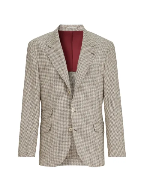 Brunello Cucinelli wool, alpaca and silk houndstooth deconstructed Cavallo blazer Neutrals MV4557BWDC003