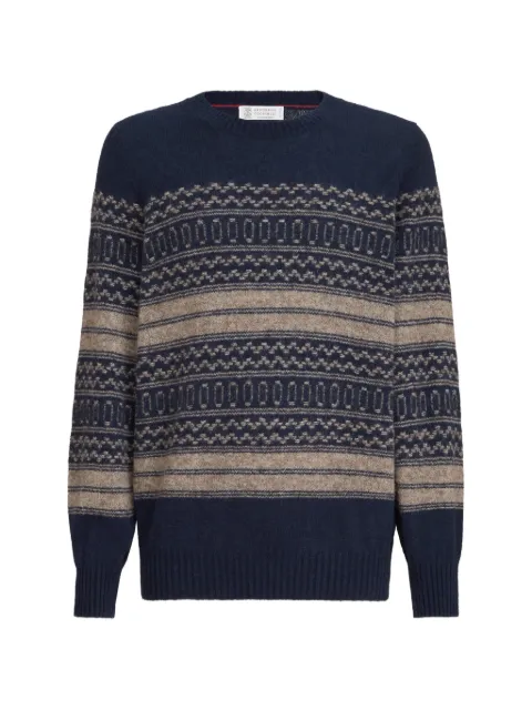 Brunello Cucinelli nordic jacquard sweater Blue MTF710000CUO52