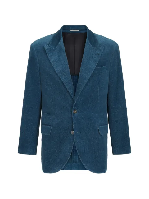 Brunello Cucinelli denim-effect cotton velvet Tailor blazer with peak lapels Blue MV4518BFC5C014