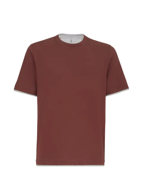 Brunello Cucinelli cotton jersey crew-neck T-shirt with faux-layering Brown M0B137427CGL17