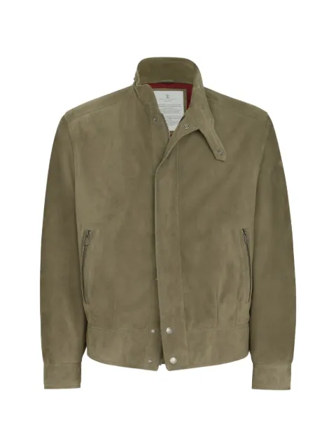 Brunello Cucinelli padded suede outerwear jacket Green MPCLF2084C6315