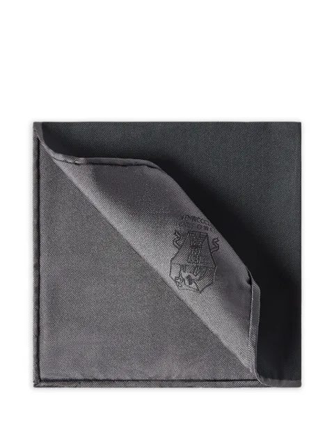Brunello Cucinelli silk pocket square with printed logo Grey MI8900091C8127