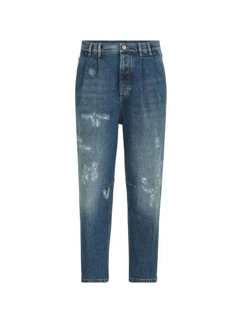 Brunello Cucinelli comfort cotton denim iconic-fit five-pocket trousers with double pleats and rips Blue M283PK2520C1R71