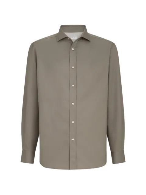 Brunello Cucinelli garment-dyed twill shirt with spread collar Grey MW6040627C1105