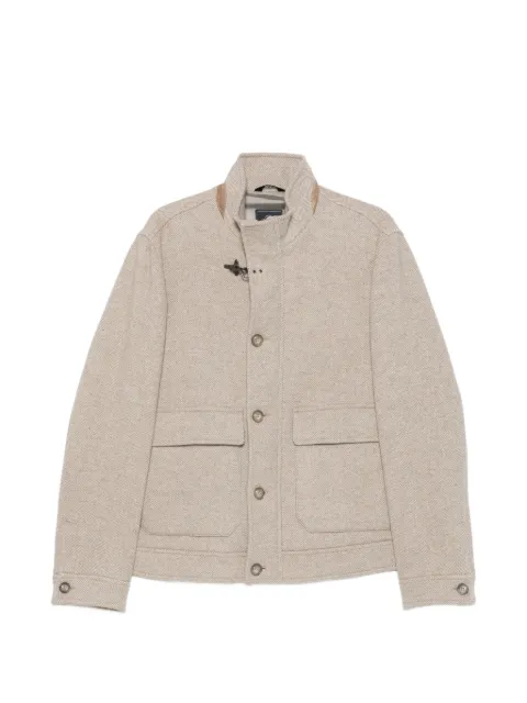 Fay herringbone-weave lobster-clasp coat Neutrals NAM12530470