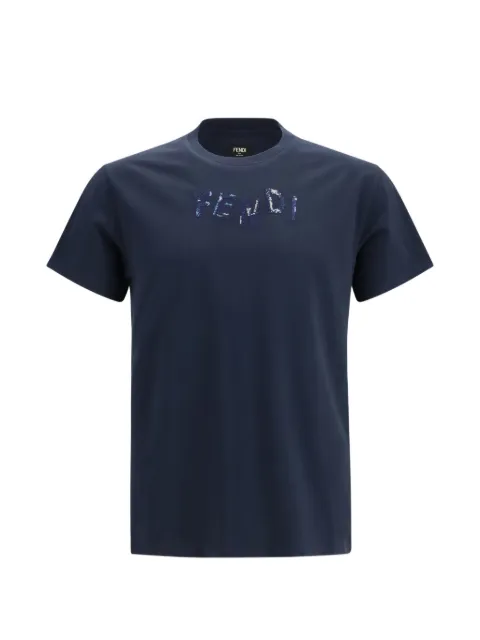 FENDI embroidered T-shirt Blue FY1319AUOB