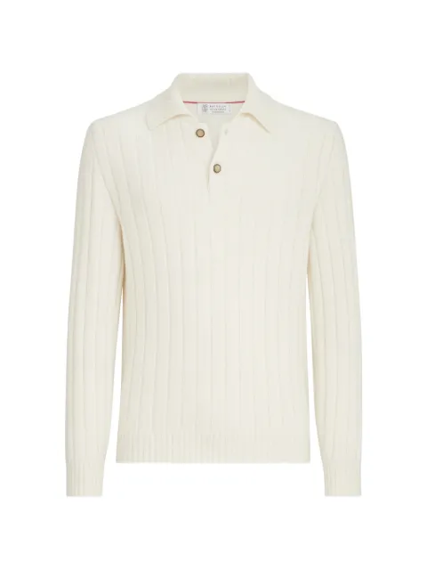 Brunello Cucinelli rib knit polo shirt Neutrals M22506005C2723