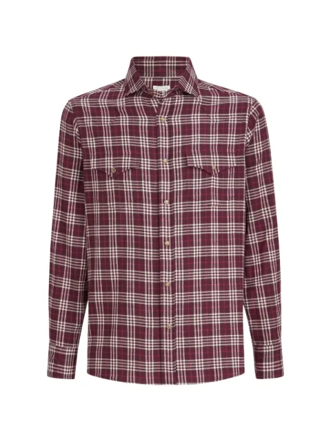Brunello Cucinelli cotton and lyocell tartan flannel western shirt Red MY6554008C037
