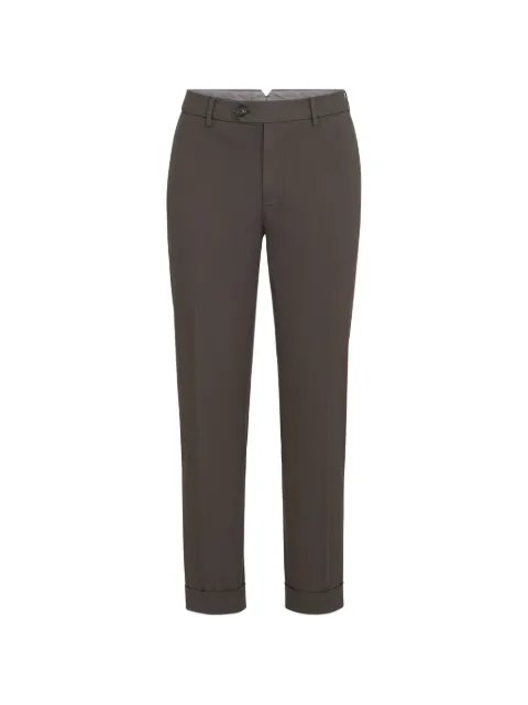 Brunello Cucinelli garment-dyed Italian fit trousers in American Pima comfort cotton gabardine Brown M289LI1770C6348