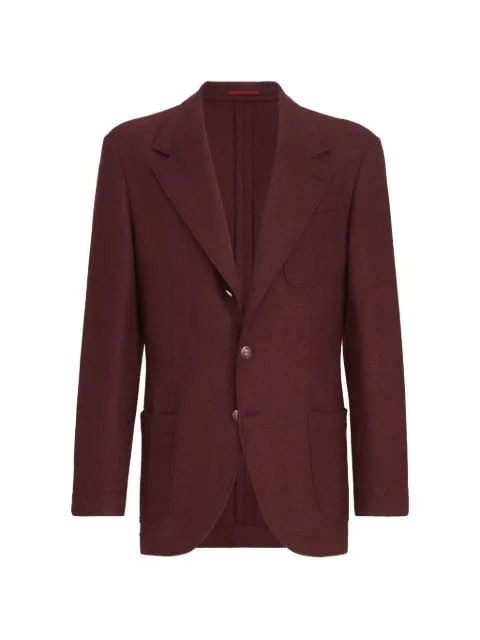 Brunello Cucinelli cashmere Panama deconstructed blazer with patch pockets and metal buttons Red MV4465BND6C009