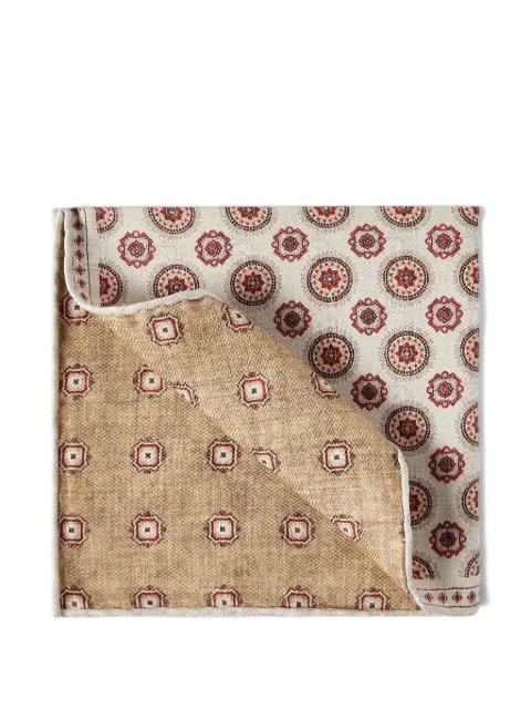 Brunello Cucinelli silk pocket square with medallion design Neutrals MI8980091C6789