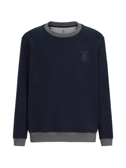 Brunello Cucinelli cotton French terry sweatshirt with embroidery Blue MM8263390GCP160