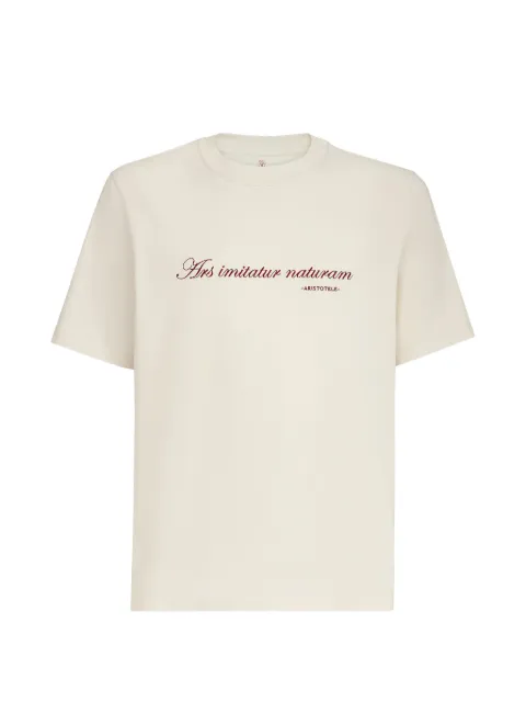 Brunello Cucinelli phrase-embroidery crew-neck T-shirt Neutrals M0B138518C2832
