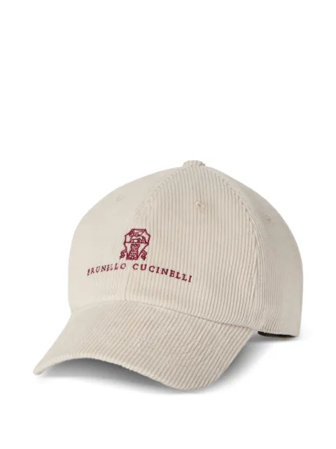Brunello Cucinelli comfort cotton and cashmere corduroy baseball cap with embroidered logo Neutrals MY4999850CAA75