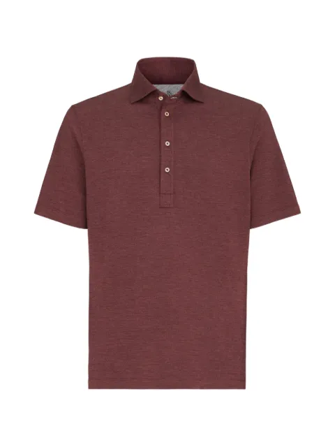 Brunello Cucinelli virgin wool, silk and cotton piqué polo shirt with spread collar Red MM8543915C010