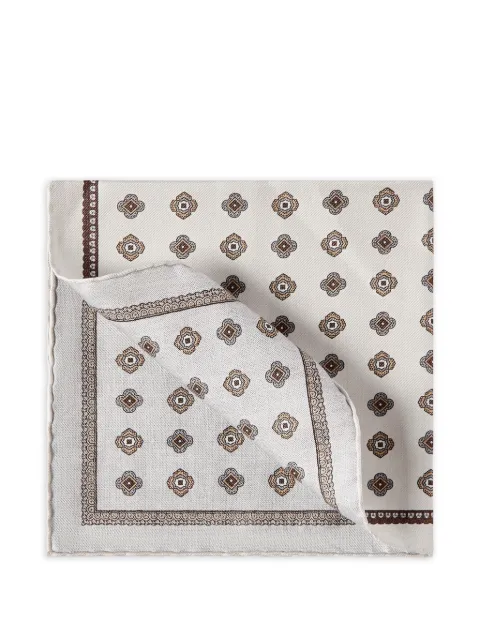 Brunello Cucinelli silk pocket square with medallion design Neutrals MI8950091C6789