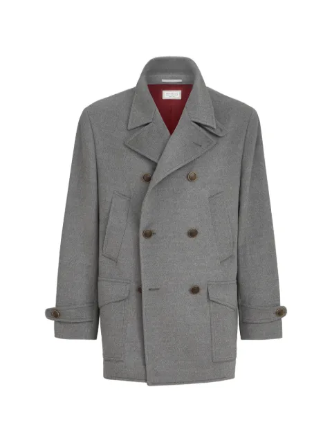 Brunello Cucinelli virgin wool cloth four-pocket pea coat Grey MV4677029HC002
