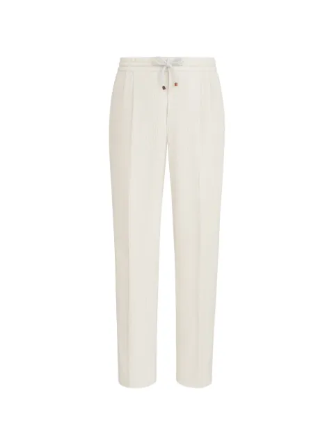 Brunello Cucinelli garment-dyed trousers in cotton corduroy with drawstring and double pleats Neutrals M280NE1710C6332