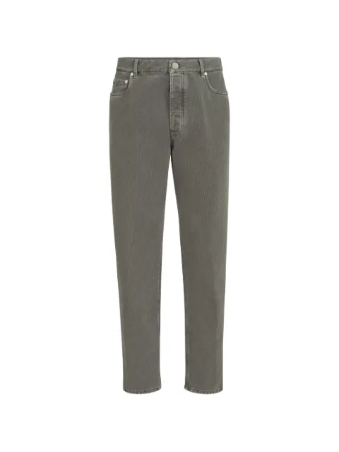 Brunello Cucinelli garment-dyed denim iconic fit five-pocket trousers Grey M237PO2090C7514