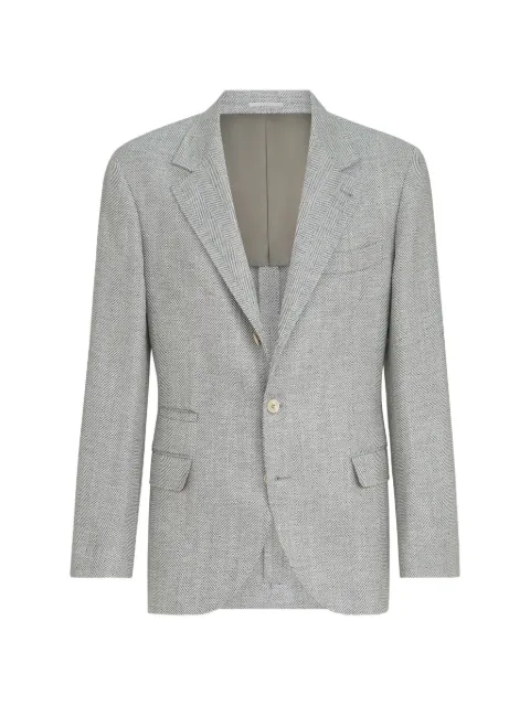 Brunello Cucinelli wool, alpaca and silk chevron deconstructed blazer Grey MV4547BTDC004