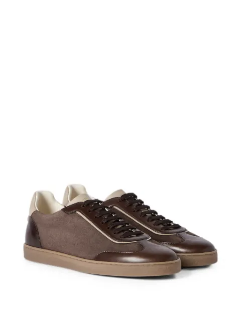 Brunello Cucinelli suede and polished calfskin sneakers Brown MZULDGJ336CXY42