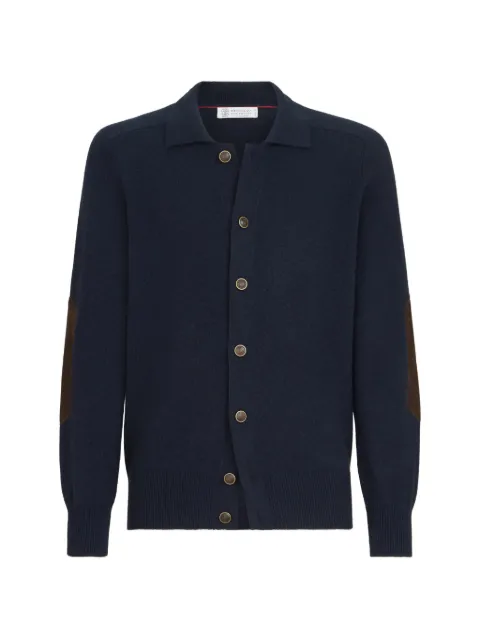 Brunello Cucinelli cashmere cardigan with shirt-style collar and buttons Blue M22709816C2425