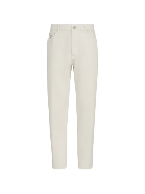 Brunello Cucinelli garment-dyed denim iconic fit five-pocket trousers with rips White M237PO2060C7O07