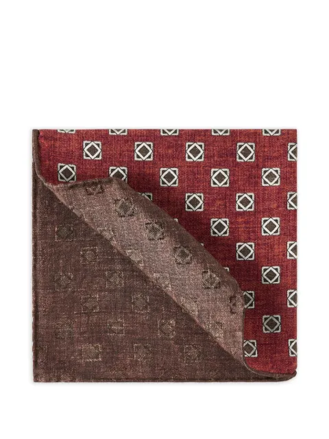 Brunello Cucinelli silk geometric pattern pocket square Red MI8930091C9760