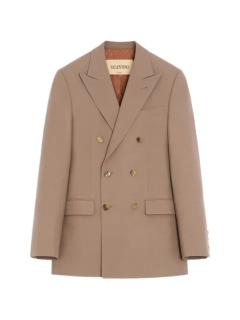 Valentino Garavani double-breasted jacket in natté-wool Neutrals VCEK41BGW