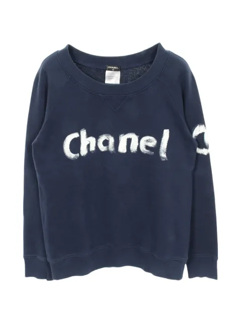 CHANEL Pre-Owned logo-print sweatshirt Blue 1054210