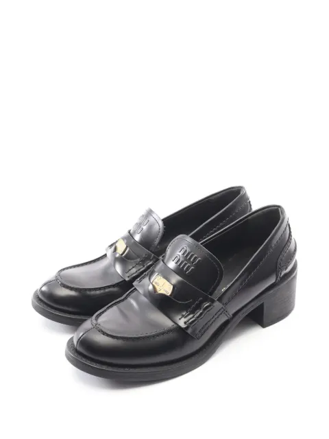 Miu Miu Pre-Owned 2000s brushed leather loafers Black 1050872