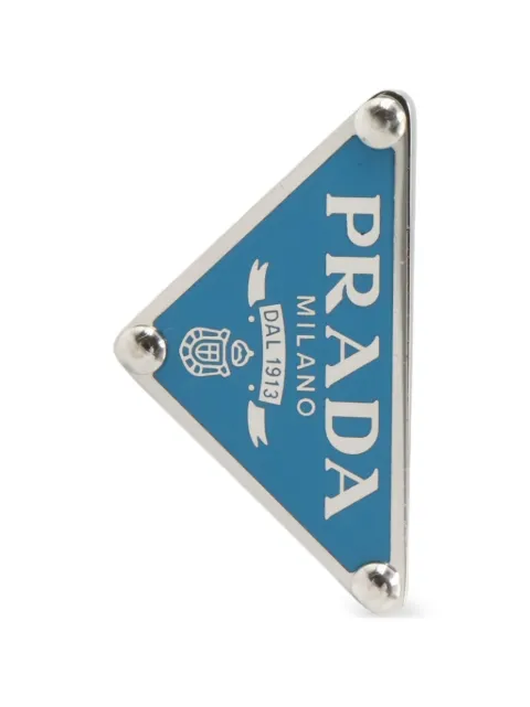 Prada Pre-Owned triangle logo-plaque earring Silver 1043856
