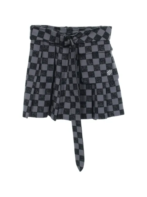 Louis Vuitton Pre-Owned 2010s Damier-pattern pleated mini skirt Grey 1058614