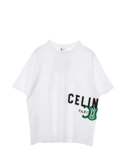 Celine Pre-Owned Triomphe logo T-shirt White 1070082