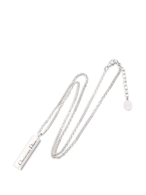 Christian Dior Pre-Owned 2020s engraved-logo necklace Silver 1069872