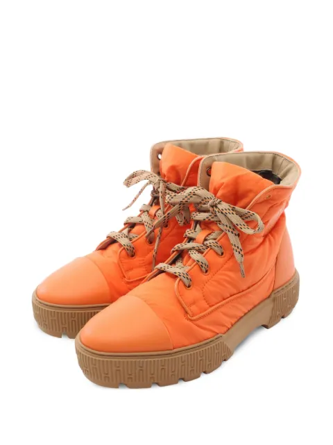 Hermès Pre-Owned 2010s Fresh lace-up combat boots Orange 1067412