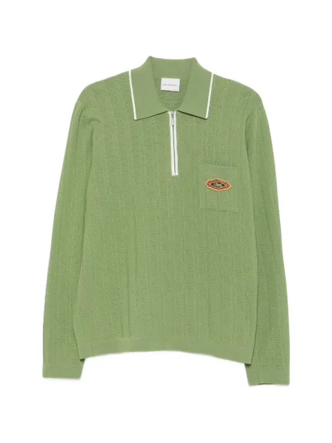 Drôle De Monsieur zip-neck pocket-detail polo shirt Green KPO200CO259